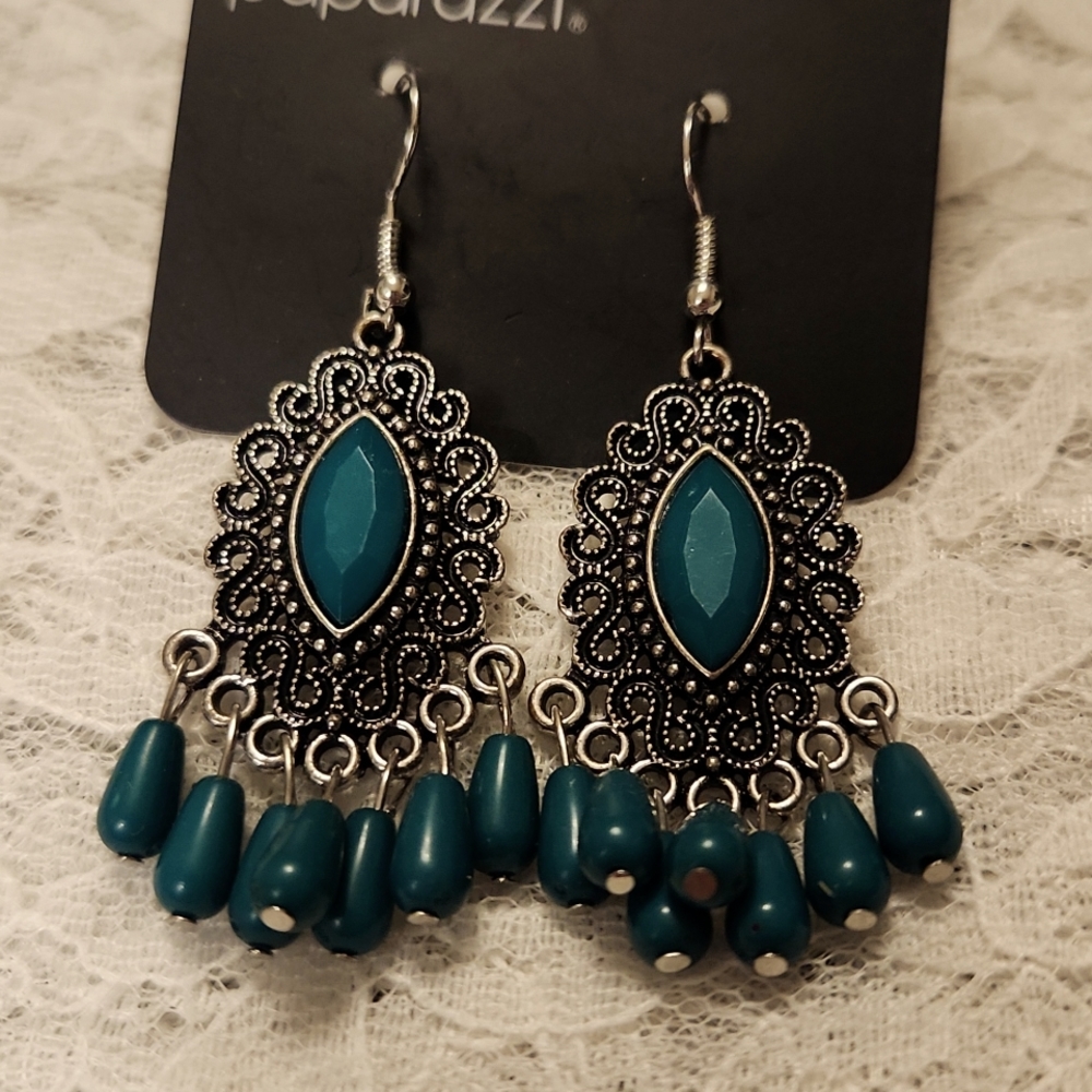 Paparazzi Green Bead Dangle Earrings
